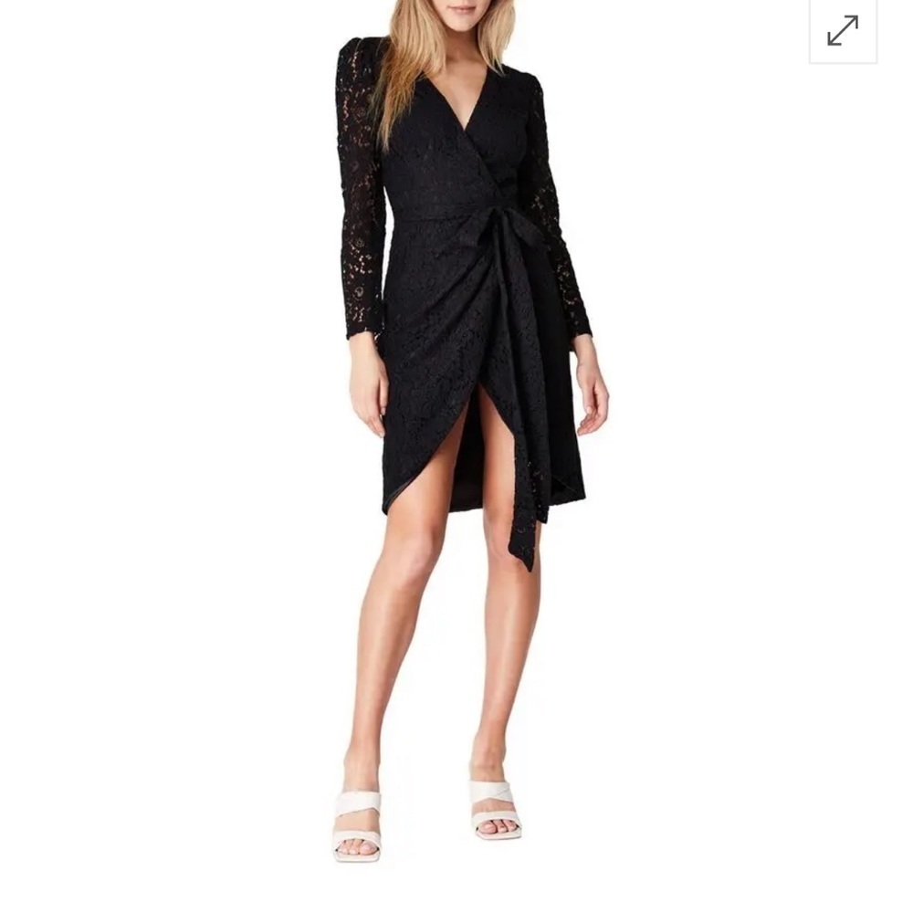 NWT Romee Bardot Lace Wrap Assymetrical Mini Dress size 6 - Picture 2 of 9